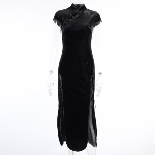 'Dead inside' Black Alternative Ankle Length Dress - Black / M