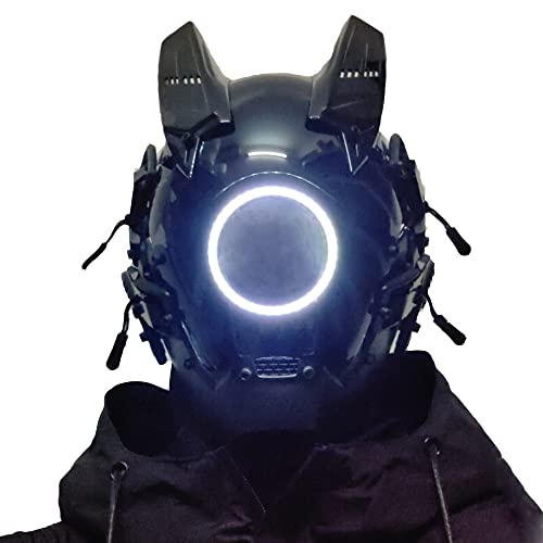 Cosplay Mask for Men Women, Futuristic Punk Techwear,Mask Cosplay Halloween Fit Party Music Festival Accessories - White