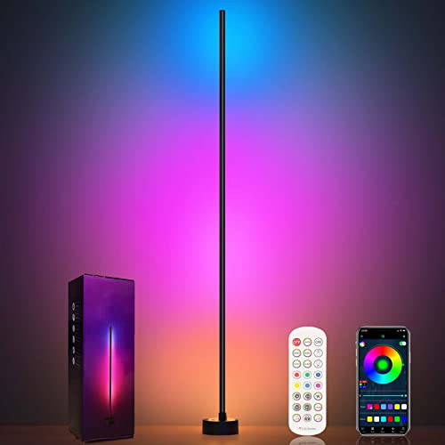 Miortior Corner Floor Lamp - Smart RGB LED Corner Lamp with App and Remote Control, 16 Million Colors & 68+ Scene, Music Sync, Timer Setting - Ideal for Living Rooms, Bedrooms, and Gaming Rooms - 1 Pack