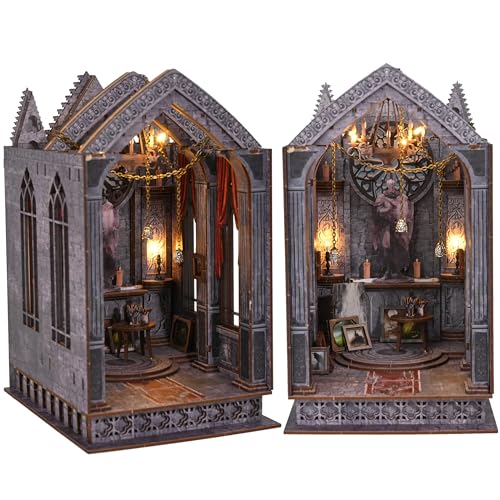 AONGAN Book Nook Kit - DIY Miniature Dollhouse Kit, DIY 3D Wooden Puzzle Bookends, Craft Gifts/Home Decoration for Family (Quiet Night Prayer) - Quiet Night Prayer
