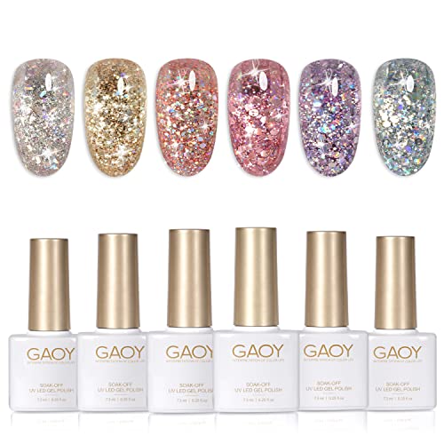 GAOY Maple Gel Nail Polish Set of 6 Colors Including Red Yellow Brown Kit UV LED Soak Off Home DIY Manicure Salon Varnish - Maple Story