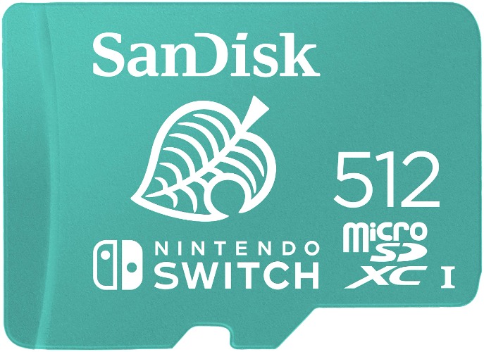 SanDisk 512GB microSDXC Card Licensed for Nintendo Switch - SDSQXAO-512G-GNCZN - Animal Crossing Leaf 512GB