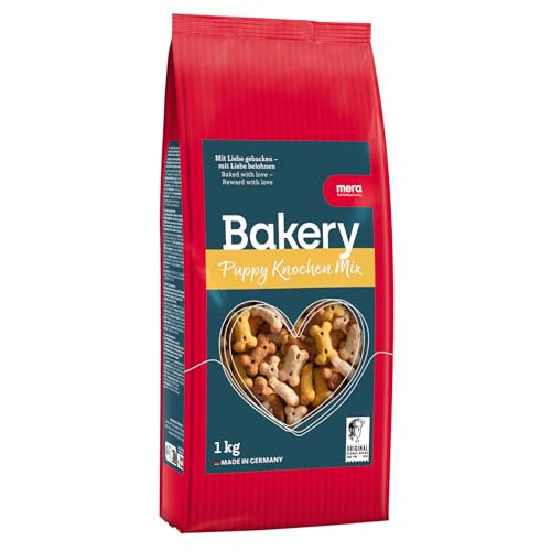MERA Bakery Puppy Knochen Mix (1kg), Hundeleckerli für Training oder als Snack, Leckereien für Hunde aus natürlichen Zutaten, schonend gebackene Hundekekse - 1 kg (1er Pack)