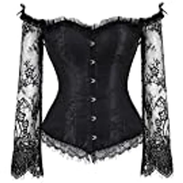 Corsets for Women Princess Renaissance Corset Lace Ruched Sleeves Elegant Overbust