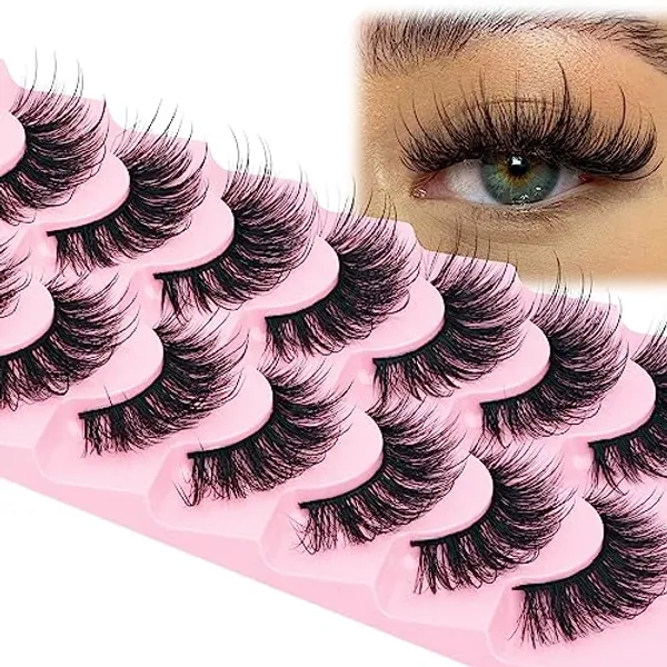 False Eyelashes Faux Mink Fairy Strip Lashes Natural Look Fluffy Wispy 5D Volume Lashes Angel Cat Eye Lashes That Look Like Extensions 20mm Fake Eyelash Pack 7 Pairs by EYDEVRO