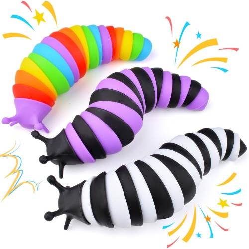 Cevioce Fidget Slug Toy, Sensory Slug Fidget Toy for Kids & Adults, 3Pcs Cute Autism Sensory Toys for Autistic Children, Toddler Toys｜Exercise Wrist Strength & Stress Relief, Great Gift for ADHD - A-3PCS