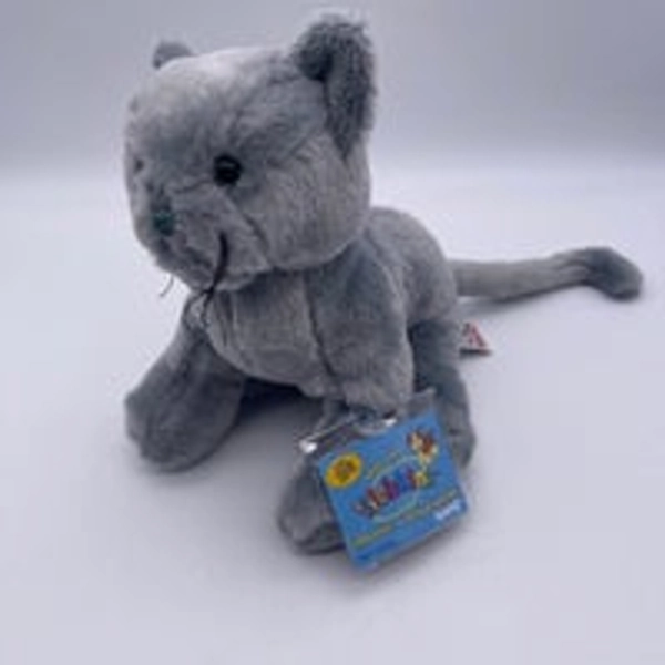 GANZ Webkinz Charcoal Cat Gray Long Tail Plush Stuffed Animal With Code