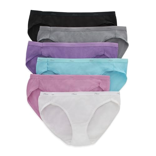 Hanes Women's Bikini Underwear Pack, Moisture-wicking Cotton Bikini Panties, 6-pack (Colors May Vary) - 6 - Solid/Print Mix