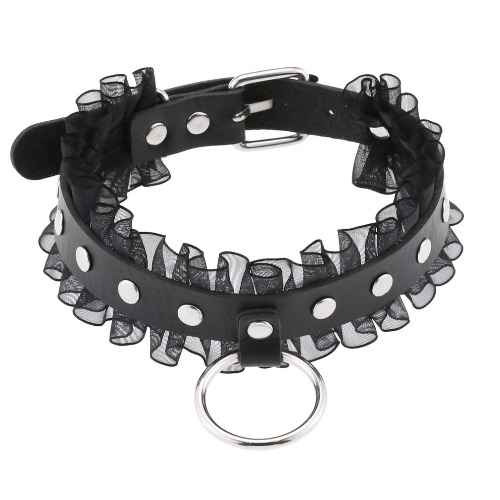 Lace O-ring Gothic Choker Necklace | black