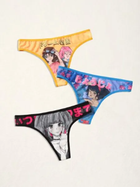 Anime 3pack Figure Print Panty