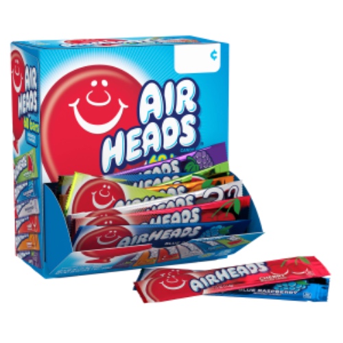 Airheads Candy Bars, Variety Bulk Box, Chewy Full Size Fruit Taffy, Gifts, Holiday, Parties, Concessions, Pantry, Non Melting, Party, 60 Indvidually Wrapped Full Size Bars