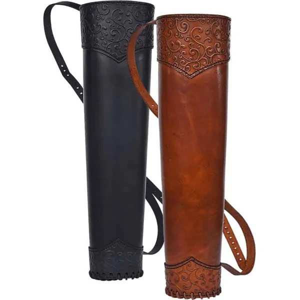 Elven Swirl Leather Quiver - Medieval Collectibles