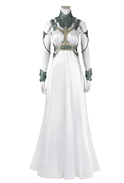 Aerith Loveless Cosplay Costume Dress and Belt with Head Accessory and Shoulder Strap