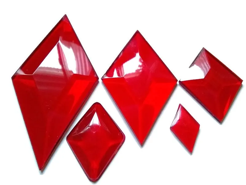 Rhombus Cosplay Gem, Flat Back Jewel, Resin Cabochon for Costume or Jewelry. 29-101mm