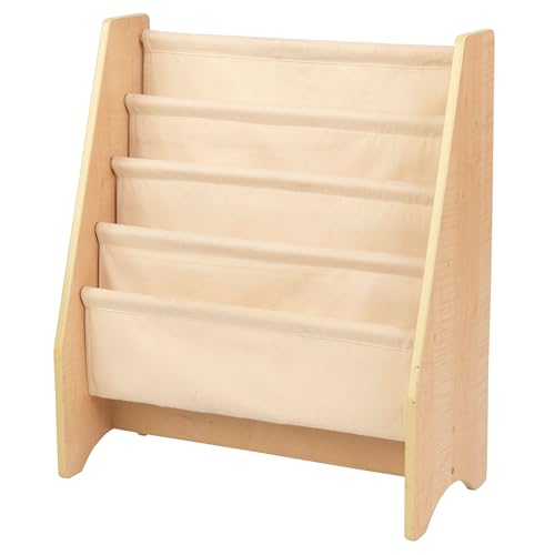 KidKraft Wood and Canvas Sling Bookshelf Furniture for Kids – Natural, Gift for Ages 3+ - Natural