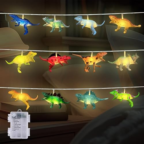 Hoolight Dinosaur String Lights Room Decor for Kids,Battery Operated String Lights, 8 Modes Realistic Looking Dinosaur Decor for Indoor Christmas Party Bedroom Nursery - 12LED dinosaur lights
