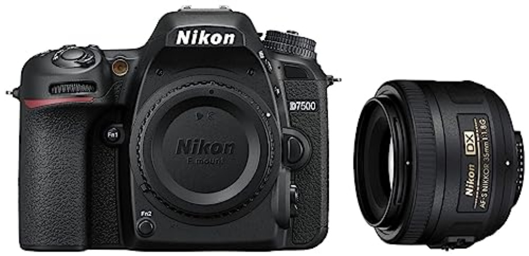 Nikon D7500 DX-format Digital SLR Portrait and Prime Lens Kit - Black - w/ Portrait and Prime lens - Base