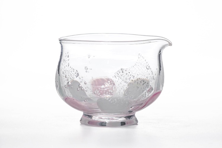 Japanese Matcha Bowl - 翠華園 Suikaen - 華 Pink Hana Glass Pouring Chawan - 200ml | Default Title