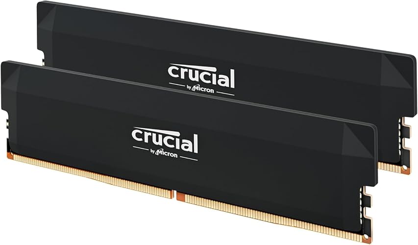 Crucial Pro DDR5 RAM 32GB Kit (2x16GB) CL36 6000MHz, Overclocking Desktop Gaming Memory, Intel XMP 3.0 & AMD Expo Compatible – Black CP2K16G60C36U5B - 32GB Kit (2x16GB) - Black (6000MHz)