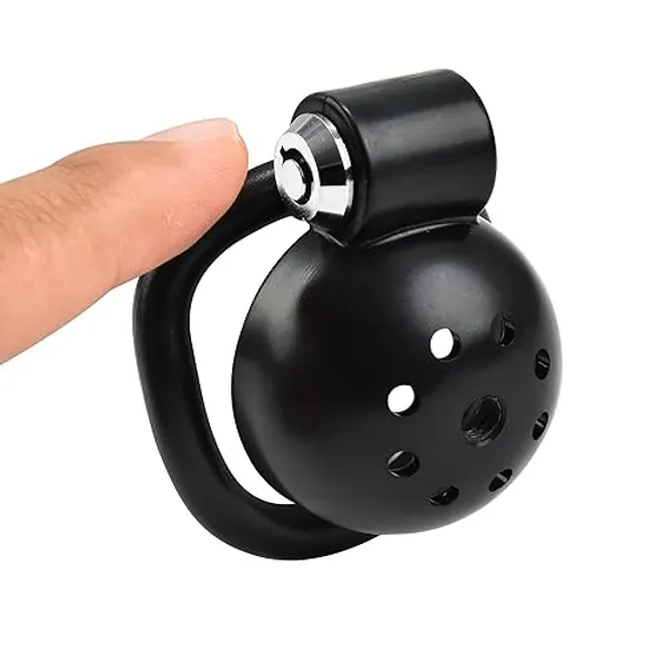Male Chastity Device Tease Locked Cock Cage Penis Exercise for Men - Black