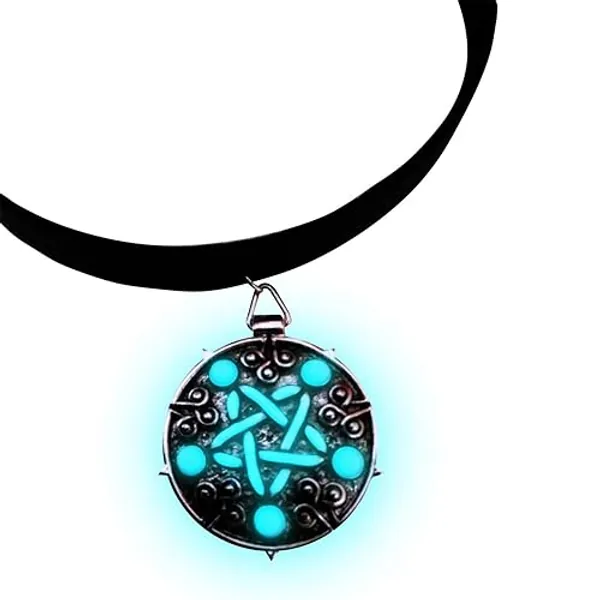Yennefer Choker Necklace - Obsidian Star Medallion - Five Pointed Star Pentagram - Sorceress Pendant