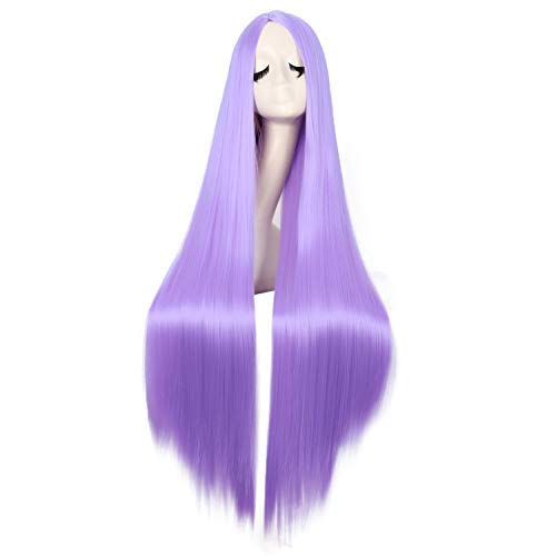 MapofBeauty 39 Pollic/100cm Unico Lungo Le signore Cosplay Dritto Parrucche (Leggero Viola)