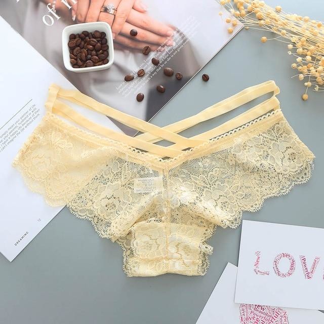 Lace Harness Panties - Apricot