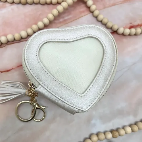 Heart shaped Ita coin keychain pouch