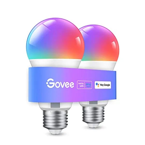 Govee Smart Light Bulbs, WiFi & Bluetooth Color Changing Light Bulbs, Music Sync, 16 Million DIY Colors RGBWW Color Lights Bulb, Work with Alexa, Google Assistant & Govee Home App, 800 Lumen, 2 Pack