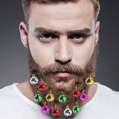 12 PiecesChristmas Beard Bauble Ornaments Colorful Christmas Beard Hair Baubles Ornaments for Boyfriends Brothers Fathers and Men