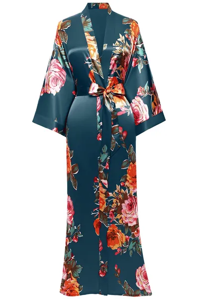 BABEYOND Kimono Robe Long Floral Bridesmaid Wedding Bachelorette Party Robe 53 Inches