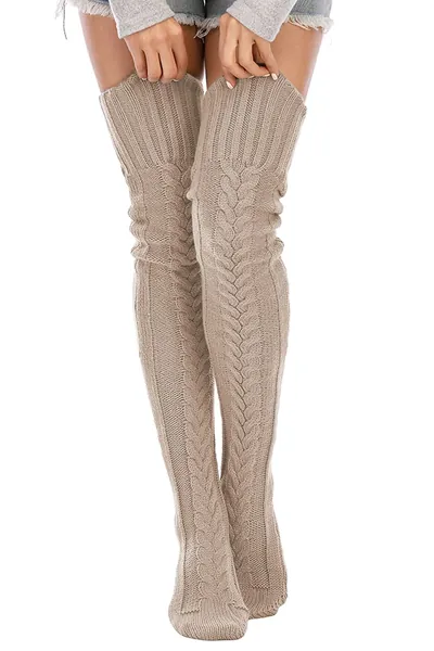 SherryDC Women's Cable Knit Thigh High Socks Winter Boot Stockings Extra Long Over Knee High Leg Warmers