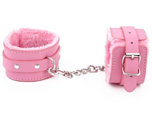 KuTi Kai PU Leather Soft Plush Wrist Bracelets Handcuffs 2020 (Pink)