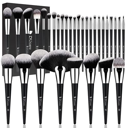 DUcare Makeup Brushes Professional 32Pcs Make up Brushes Set Premium Christmas Gift Synthetic Kabuki Foundation Blending Brush Face Powder Blush Concealers Eye Shadows - 32Pcs