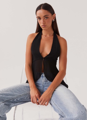 At Last Halterneck Top - Black | Black / US 4