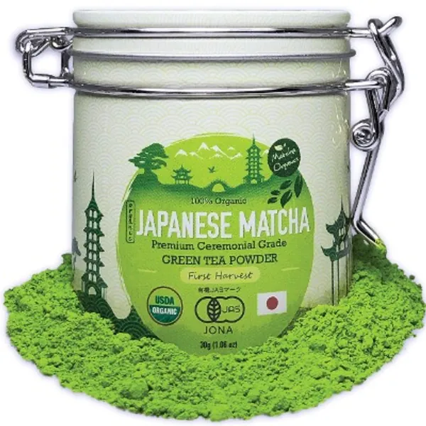 Premium Japanese Ceremonial Grade Matcha Green Tea Powder - 30g Tin [1.06oz] - 1st Harvest HIGHEST GRADE - USDA  JAS Organic - Perfect for Matcha Ceremonial Latte, Shake, Smoothies  Baking