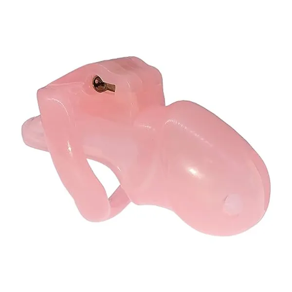 FYJENNICC HT-V3 Chastity Cage | Lightweight Cock Cage | Resin Chastity Devices | Male Chastity Cage | Adult Sex Toy for Men | MagicLockers | 4 Sizes Rings Included (Pink,Small) - Pink - Small