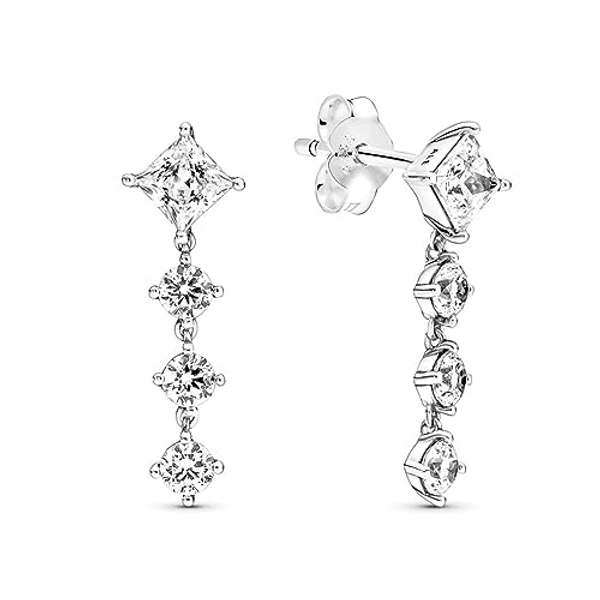 Pandora Ohrringe Timeless "funkelnd rund & eckig" silber, Zirkonia 290045C01