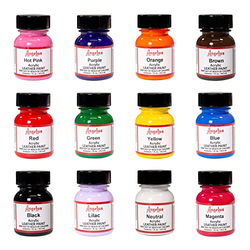 Angelus Brand Acrylic Paint Starter Kit 12 29.6ml Leather Vinyl Sneaker