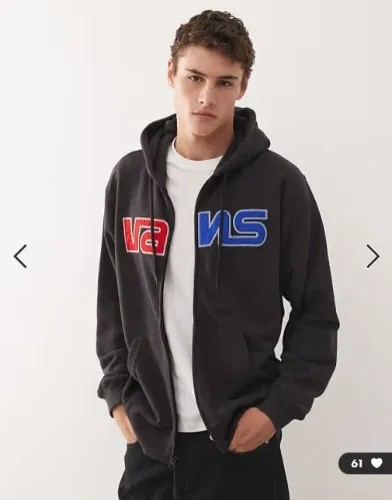 Vans – Constant – Sweatshirt in Schwarz mit durchgehendem Reißverschluss