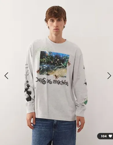 Deus Ex Machina – Migration – Langärmliges Shirt in Weiß mit auffällig platzierten Prints