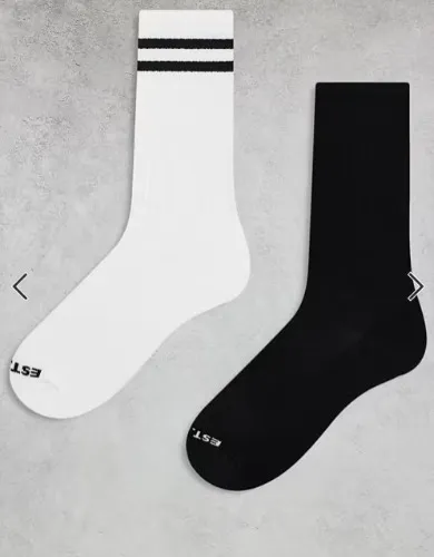 Jack & Jones – 2er-Pack dicke Sportsocken in Schwarz