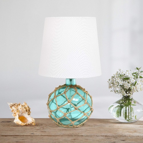 Buoy Rope Nautical Netted Coastal Ocean Sea Glass Table Lamp