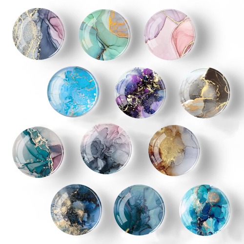12pcs Refrigerator Magnets, Crystal Glass Watercolor Style Pattern ,Fridge Magnets for Home Office Cabinets, Whiteboards, Photos,Party ,Holiday,Decorative Magnets Gift - Watercolor Style
