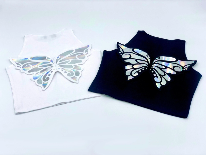  Holographic Butterfly Wing Crop Top 
