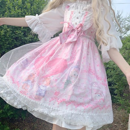 Neko Family Tree Lolita Dress - Pink Dress / L