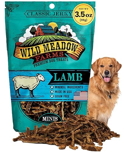 Wild Meadow Farms - Classic Lamb Minis, Soft Jerky Training Treats for Dogs, Grain-Free, All-Natural & Perfectly Sized for Training, High-Value Rewards in a Convenient 3.5 Ounce Pouch - Lamb