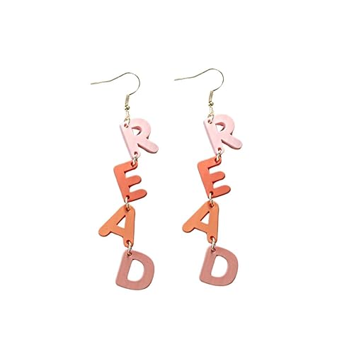Personality Teacher Student Earrings Pencil Books Dangle Drop Earrings Wooden Read Earrings Teachers Appreciation Day Gifts Reading for Women Back to School Jewelry Graduation Gift - Color A