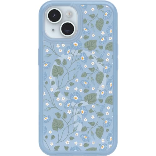 OtterBox iPhone 15, iPhone 14, and iPhone 13 Symmetry Series Clear Case - Dawn Floral (Blue), Snaps to MagSafe, Ultra-Sleek, Raised Edges Protect Camera & Screen - Dawn Floral
