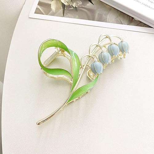 Lily of The Valley Flower Hair Clips, Orchid Hair Clamps,Flower Metal Hairpin, Lily Flower Jaw Clamp Hair Styling for Thick Thin Hair Clips Hair Accessories